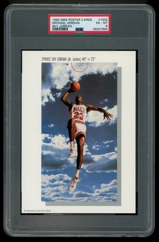 MICHAEL JORDAN NIKE POSTER CARD 1992 SKY JORDAN #1002 5X7" PSA 6 BULLS