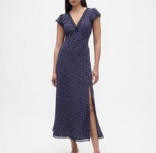 NWT! Gap Lace-Trim V-Neck Crepe Maxi Dress M Medium