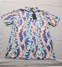 NEW Mens Bad Birdie Golf Performance Polo Shirt Size Large Lei'd Aloha