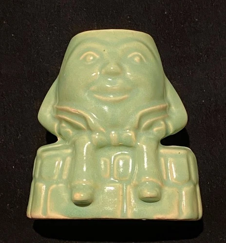 McCoy MCM Ceramic Pottery Humpty Dumpty Planter Vase•Celadon Green Nursery Rhyme