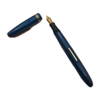 Vintage Burnham No 60 Blue Moire Füllfederhalter 14kt Goldfeder beschädigt