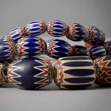 Chevron Venetian Six-Layer Trade Beads JK Brown Collection 40 Inch