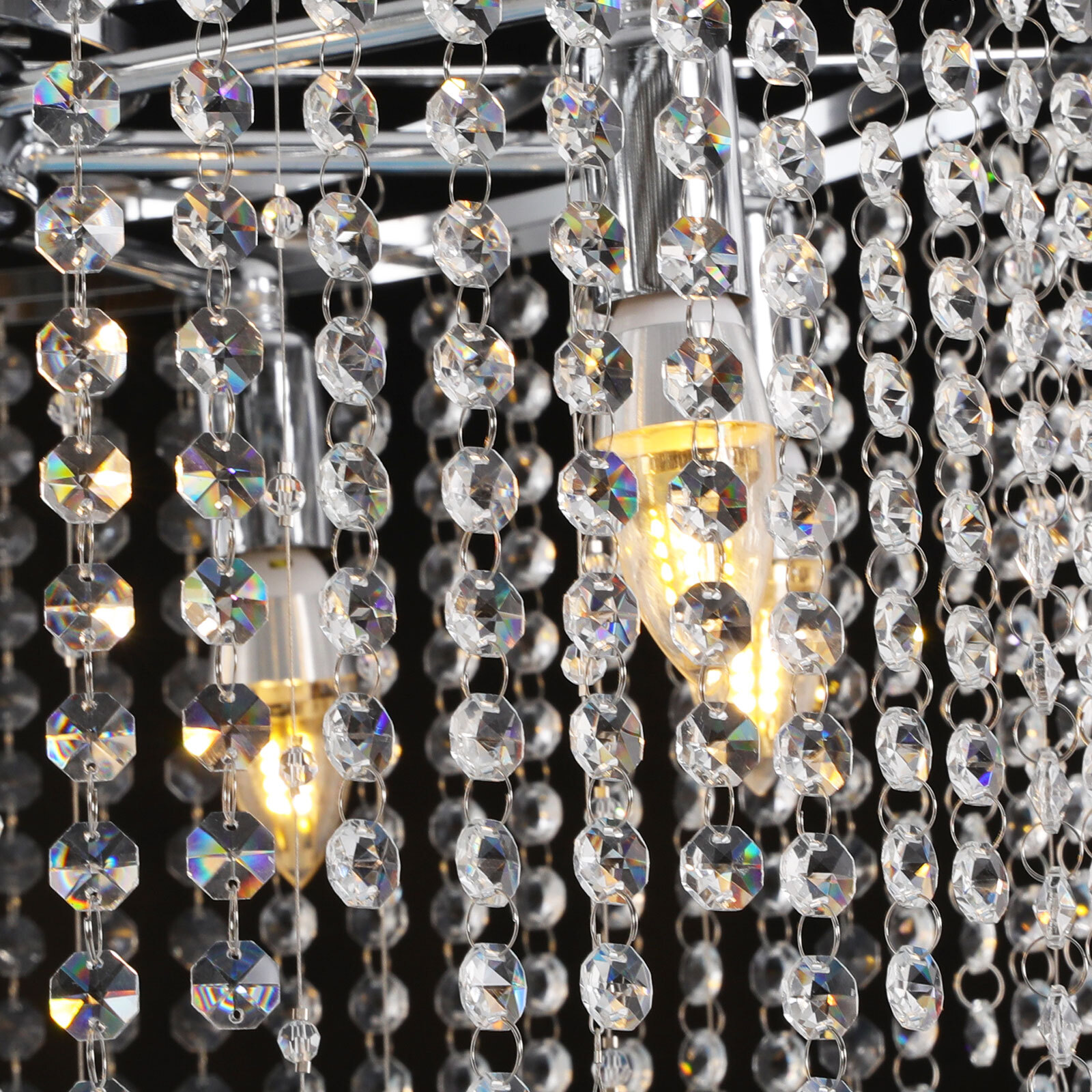 Modern Ceiling Glass Crystal Chandelier Dining Room Pendant Lighting Wall Switch