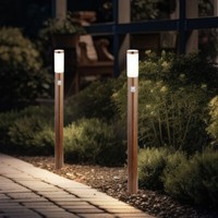 Stehlampe Stehleuchte Wegelampe AußEn Gartenlampe Holzoptik Bewegungsmelder 2X