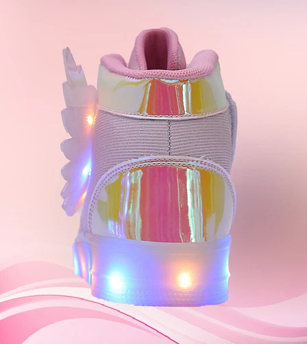 LED Leuchtende USB Sneaker Turnschuhe Kinder Mädchen Flügel Blinkschuhe Gr.27-37 - Bild 7 von 28