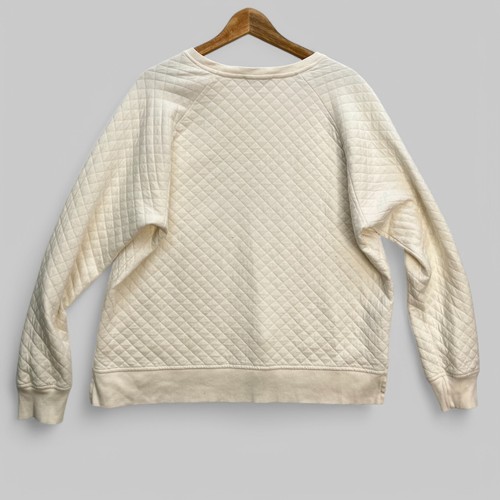 Country Road Quilted Sweatshirt Women’s Size L Cream Pullover Jumper Boxy Fit - Picture 2 of 9