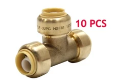 EFEILD  10 PCS 3/4"  Push Fit Tee Brass Fittings. Lead Free