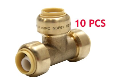 EFEILD  10 PCS 3/4''  Push Fit Tee Brass Fittings. Lead Free