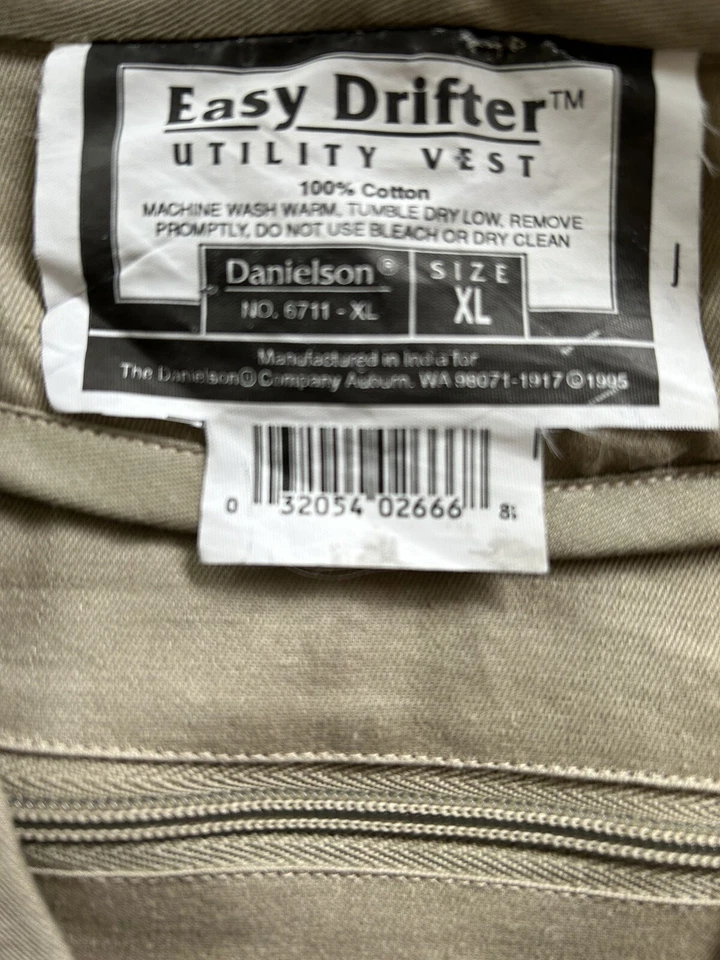 Danielson Easy Drifter Nuevo Chaleco Utilitario Para Hombre Pesca Talla XL, Nuevo sin Etiquetas Foto 3 de 3