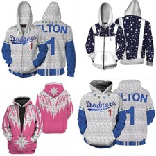 Rocketman Elton John Dodgers Baseball 3D Hoodie Cosplay Costume zipper Coat HOT