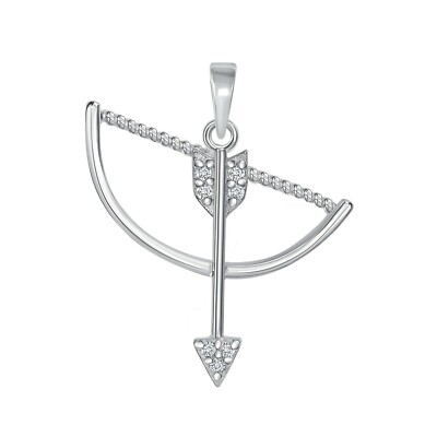 925 Sterling Silver Love n Bow Arrow  Pendant & 18'' Box Chain Rhodium Plate