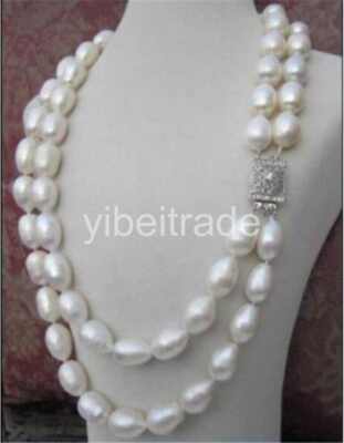 DOUBLE STRANDS 11-13mm south sea white pearl necklace 17-19 inch