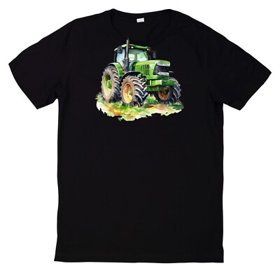 Farming Watercolour Tractor Motif T-Shirt