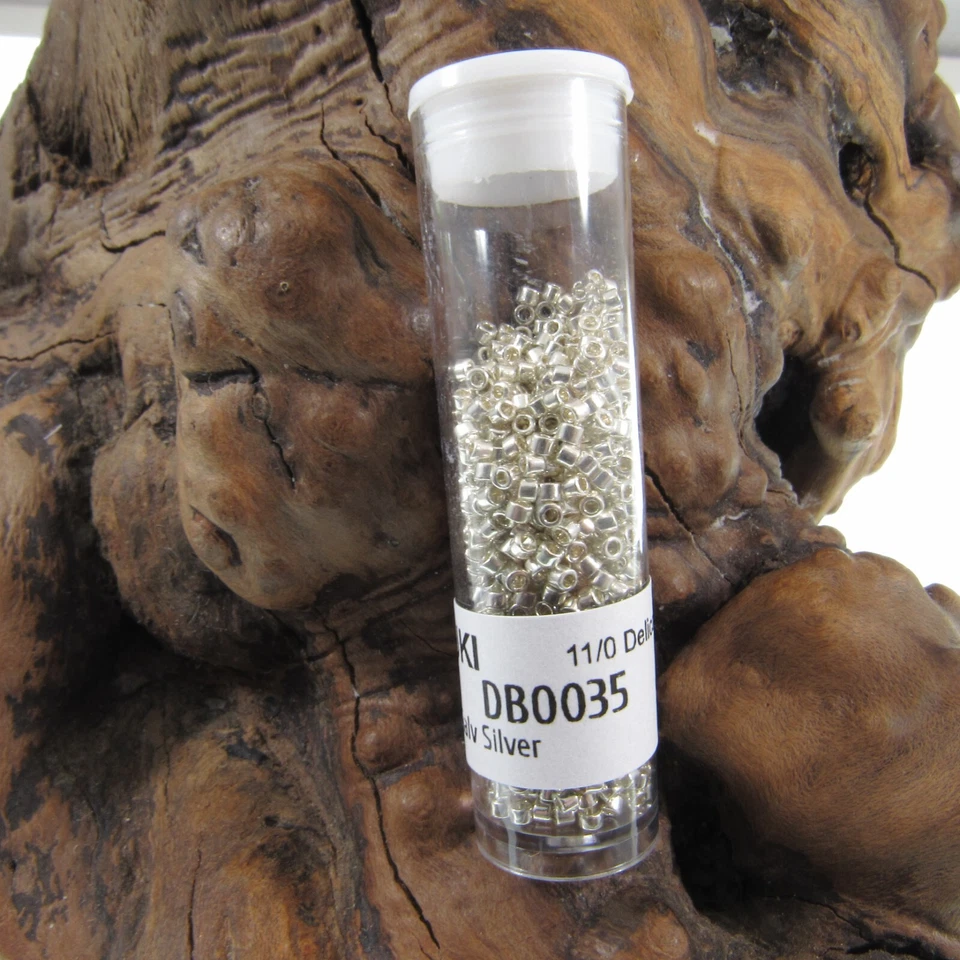 11/0 Miyuki DB0035 Galvanized Silver Delica Seed Beads, 5 Grams Tube DB-35 - Image 2 of 2