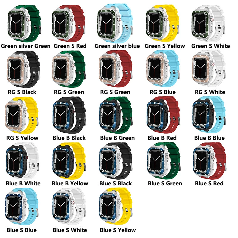 Caja cerámica bisel correa de acero para Apple Watch correa serie 9 8 7 6 5 4 44/45 mm Foto 3 de 4