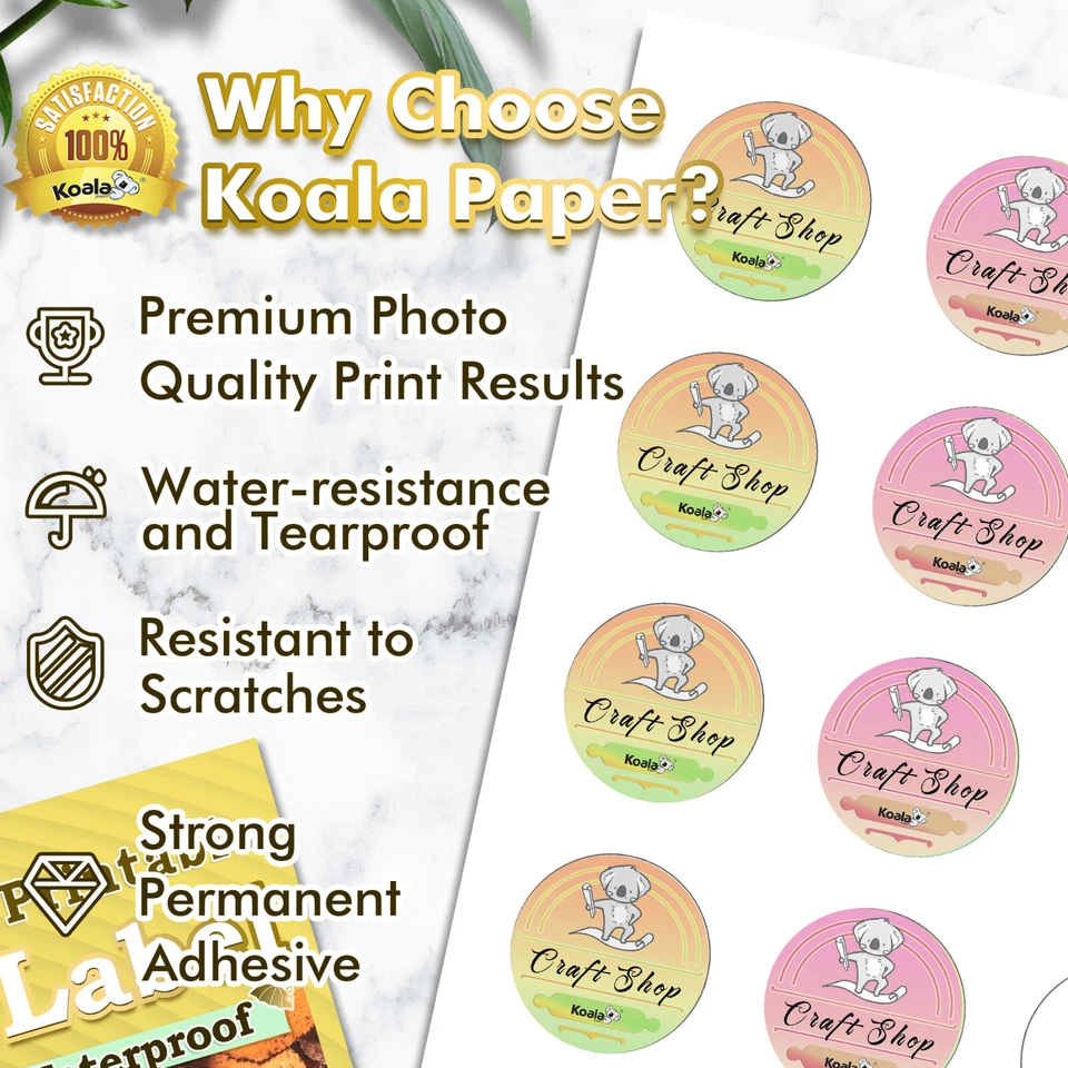300 Koala Round Label 2 inch Waterproof Printable Cirle Labels for Inkjet Laser - Image 3 of 4