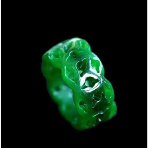 Bande bague en jade jadéite verte véritable catégorie A taille 8 eau douce magnifique - Photo 1 sur 3
