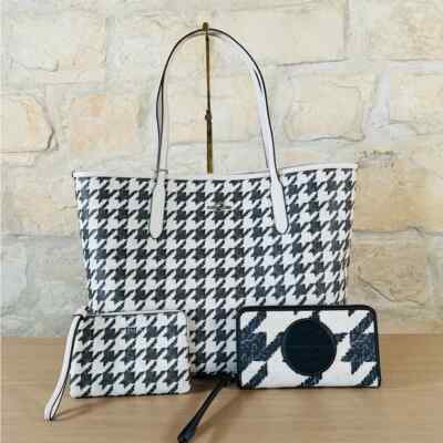 Coach Houndstooth Print Reversible Tote Handbag/Wallet/ Wristlet Options NWT