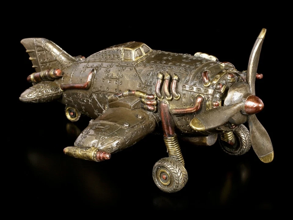 Steampunk Flugzeug mit Propeller - Veronese Gothic Flugmaschine Deko Statue - Bild 3 von 4