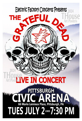 THE GRATEFUL DEAD 1985 Concert Poster PITTSBURGH PA CIVIC ARENA