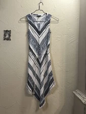 DREW XS Sleeveless V Hemline Linen Blend Dress Jute Belt W/Tassels Fringed