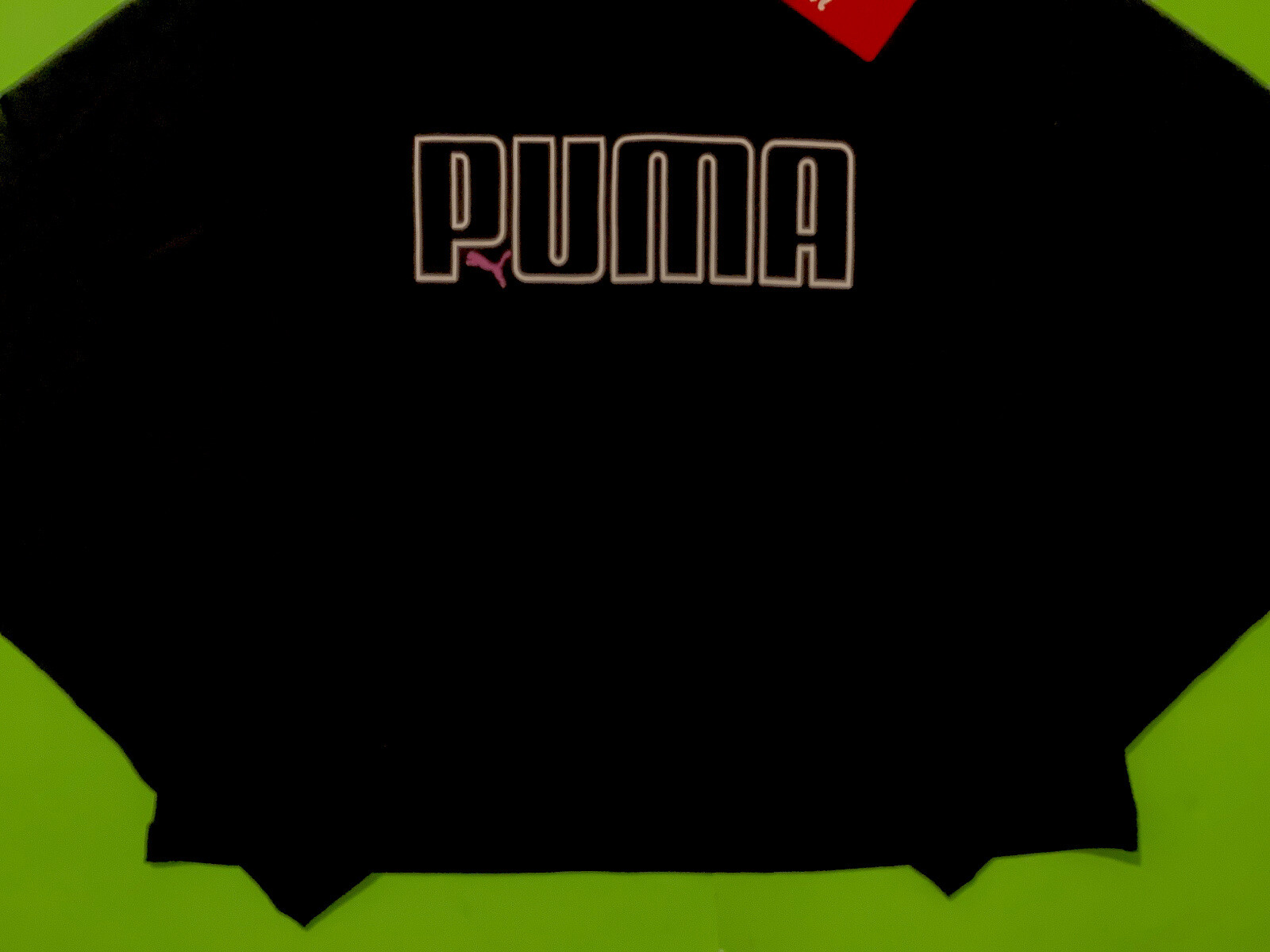 New PUMA Women’s Long Sleeve T-Shirt Size MEDIUM Black w/White, Pink 100% Cotton thumbnail 3