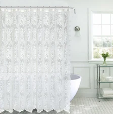 Kate Aurora Country Farmhouse Shabby Chic Lace Shower Curtain - Assorted Colors