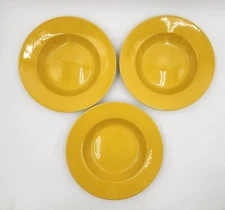 Steelite International England Set of 3 Yellow Pasta Bowl Plate 10-1/2" Wide Rim