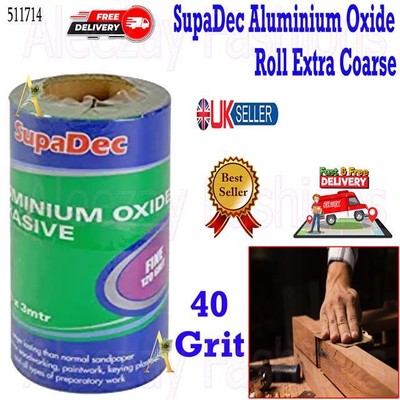 SupaDec Aluminiumoxidrolle extra grob traditionelles Schleifpapier grün 40er-Körnung 3m