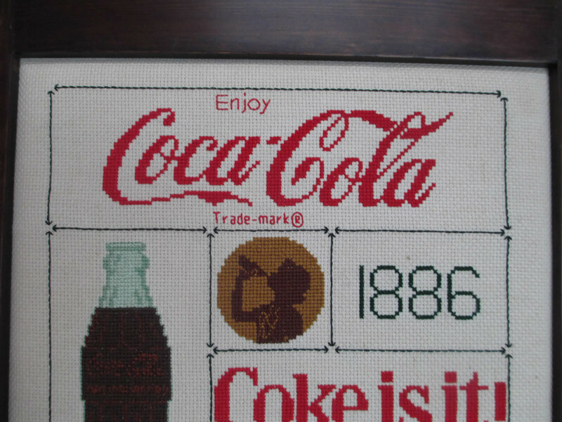 Coca-Cola Handmade Cross Stitch Vintage Custom Coke Logo