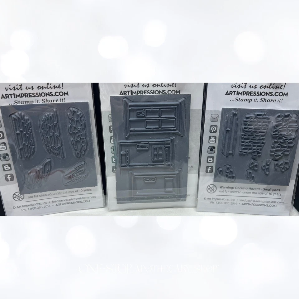 Lote de estampillas de goma acuarela puerta textura pared adoquines impresiones artísticas Foto 4 de 4