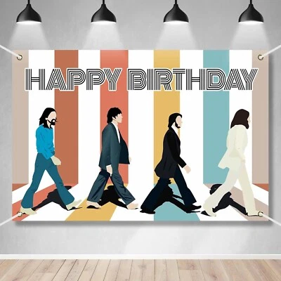 Beatles Backdrop Rock&Roll Music Band Birthday Party Photo Background Banner