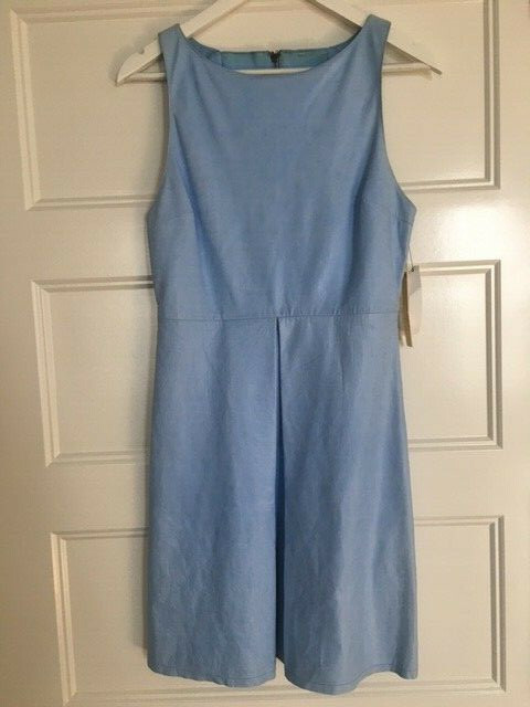 BNWT $797 ALICE + OLIVIA - Light Blue Leather Cocktail Dress Size 8
