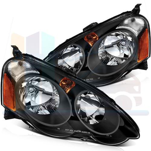 For 20022004 Acura RSX Front Black Headlight Replacement Headlamps