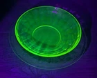 Lot of 2 Depression Glass Pieces: Uranium Vaseline 5 1/2" Bowl & CLEAR  7" Plate