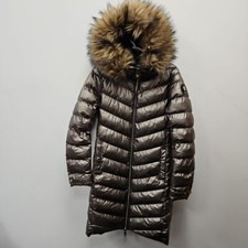 Holland Cooper Molina Puffer Quilted Bronze Longline Parka Fur Jacket Size Small