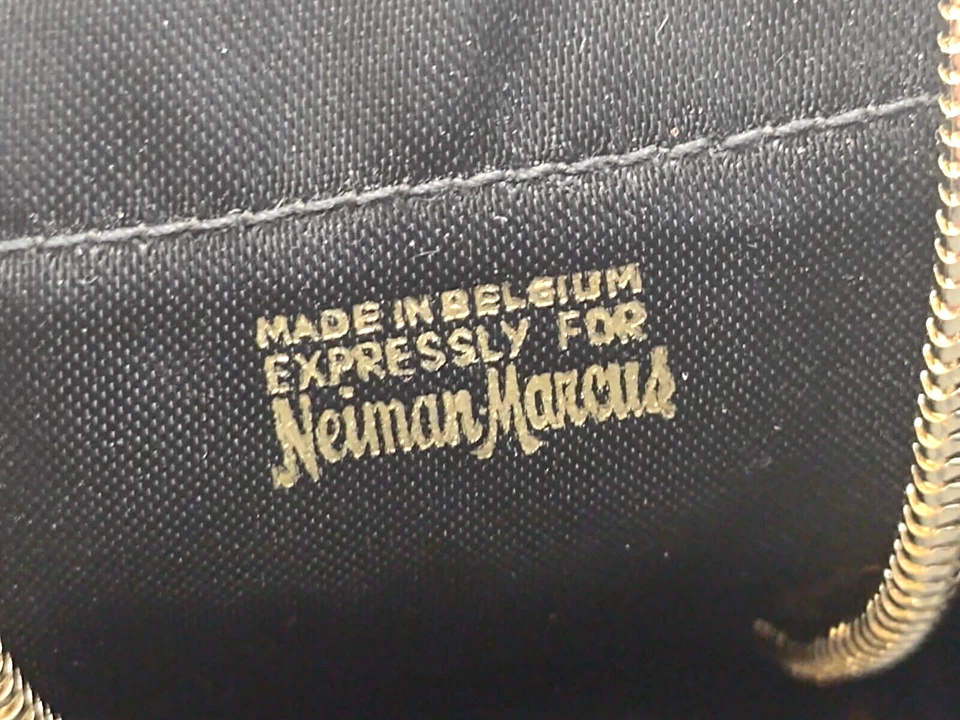 Black Seed Beaded Bag Purse Handbag Neiman Marcus Evening Elegant Satin Lining - Image 4 of 4