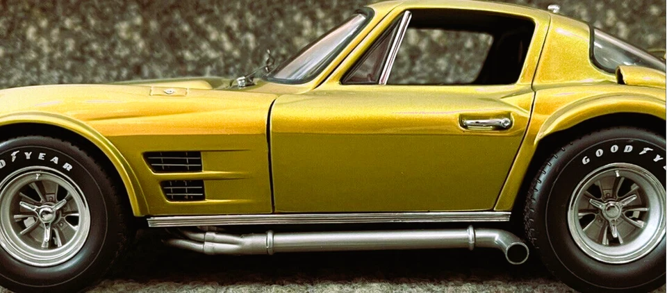Carro de corrida Corvette 1963Chevrolet55Chevy57StingRay 24Hot Rod12 personalizado 1:18 carrossel GLD - Imagem 4 de 4