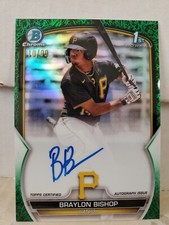 Braylon Bishop 2023 Bowman Chrome Green Grass Refractor Auto /99 1st Prospect RC