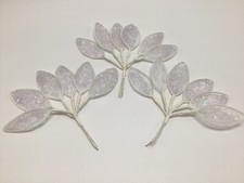 18 Vintage Millinery 2 White Tulle Nylon Iridescent Glitter Leaves Lot Crafts