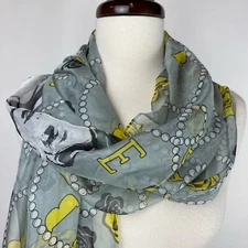 NWT Shanghai Disney Resort Beauty & Beast Belle Sheer Scarf Grey Yellow 80x30