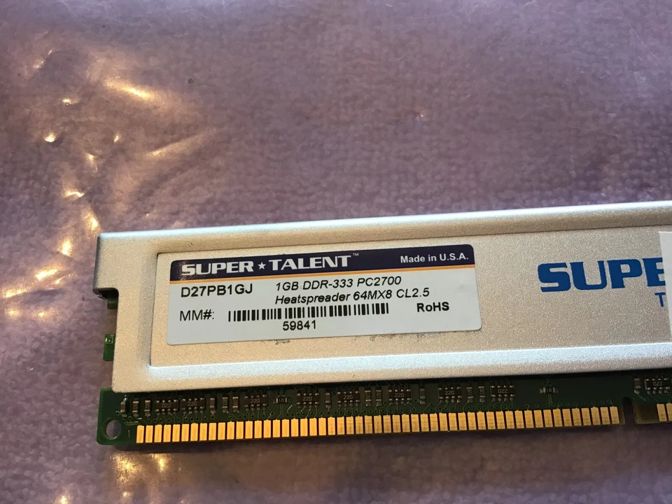 Super Talent D27PB1GJ PC2700 1GB 333Mhz DDR333 2Bank 64Mx8 CL2.5 - Image 2 of 2