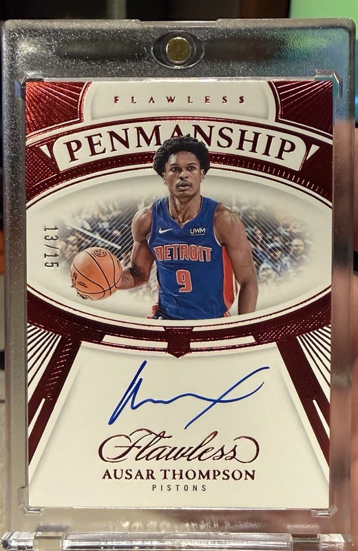 Ausar Thompson 2023-24 Panini Flawless Penmanship Ruby Auto /15 MINT! Pistons