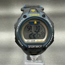Timex Ironman Classic 30 Watch Men 44mm Digital Black Blue Alarm Chrono New Batt