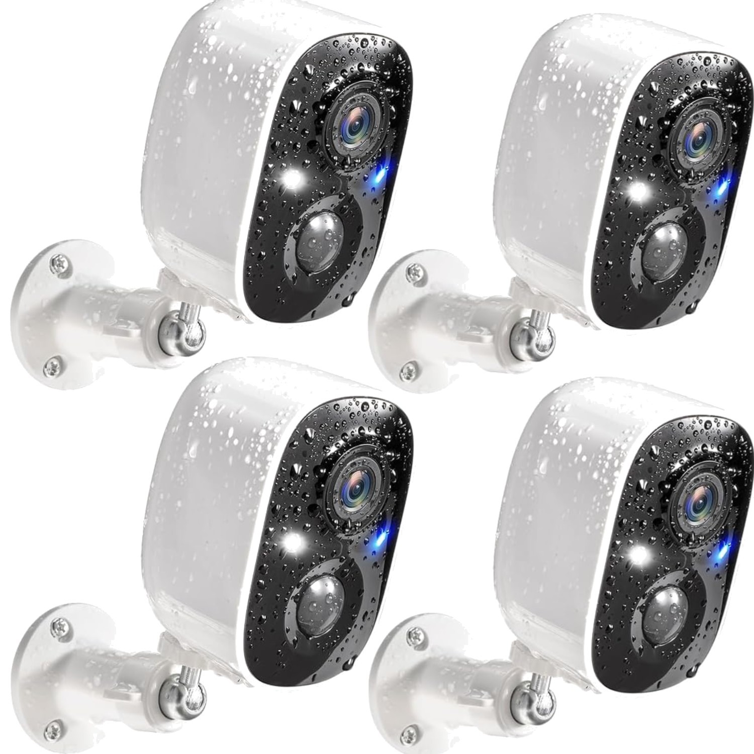 Wireless Outdoor 4 Pack, 2k Battery Powered Cameras For Home
