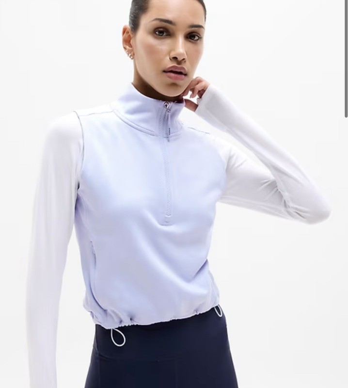 NWT Athleta Unstoppable 1/2 Zip Cropped Vest In gossamer blue Size small 