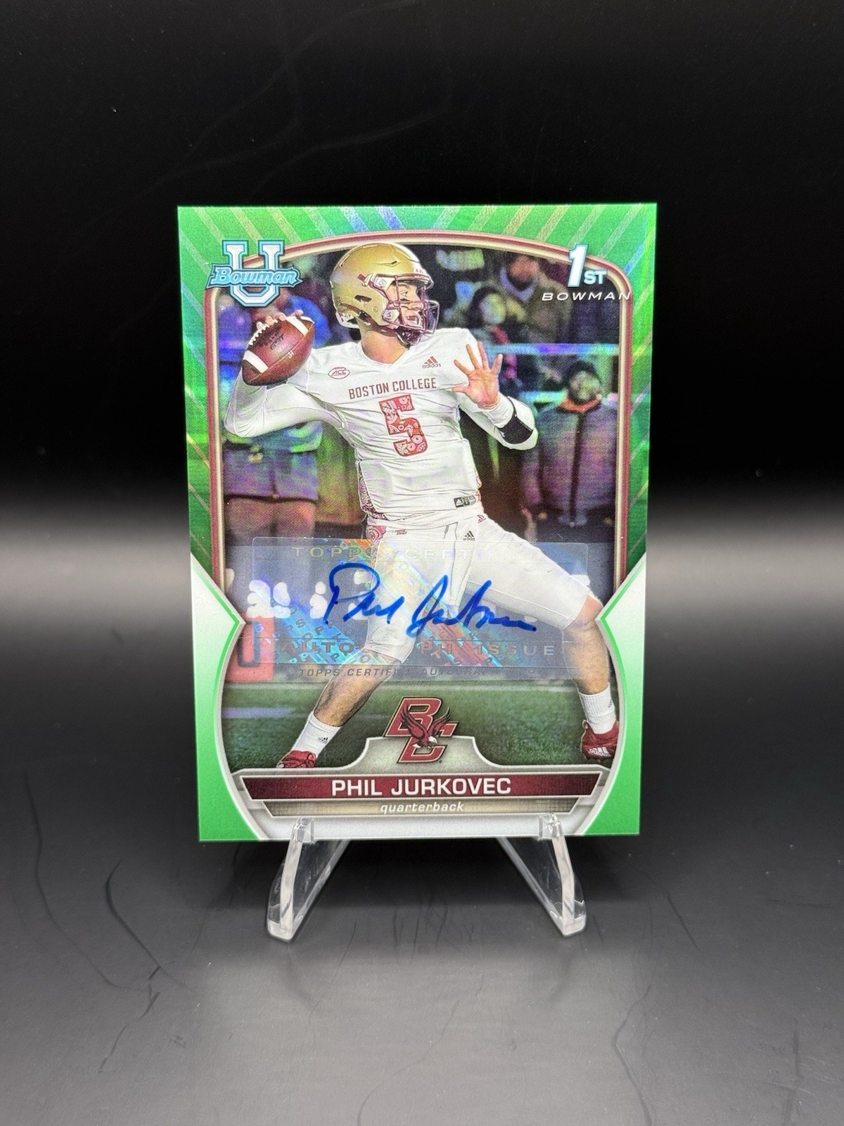 Phil Jurkovec 2022 Bowman University Chrome 1st Green Refractor Auto /99 35