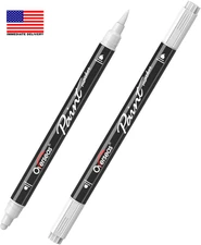 White Acrylic Paint Markers, 2 Pack Dual Tip Paint Pens Acrylic Markers with Dot