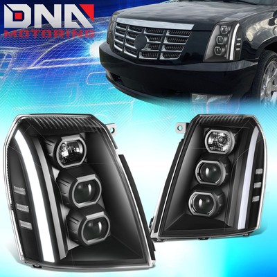 For 2007-2013 Cadillac Escalade ESV EXT Black/Clear LED Switchback
