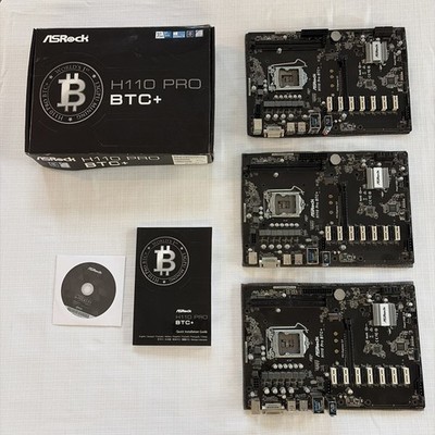 Lot of 3 ASRock H110 Pro BTC+ 13-GPU Mining Motherboards LGA1151 Untested